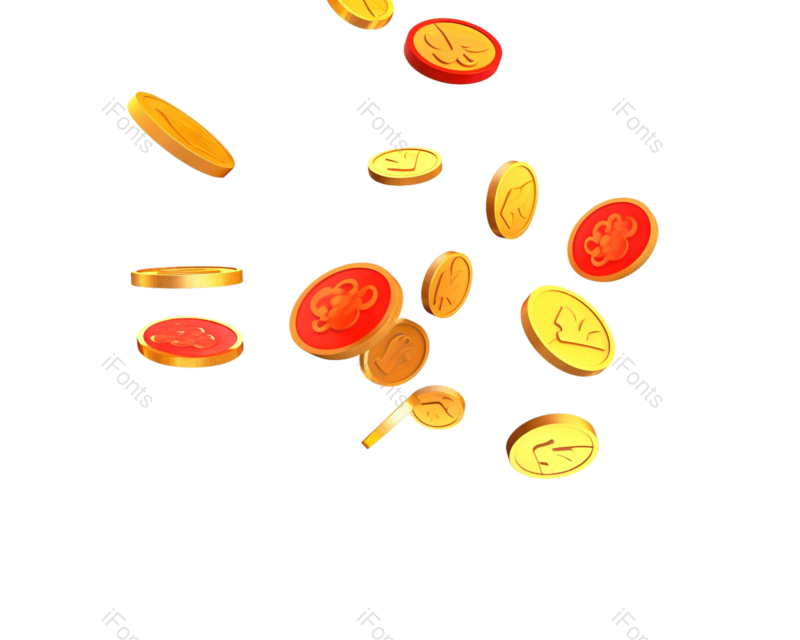 卡通图片,金币元素,简约PNG,粒子免抠素材